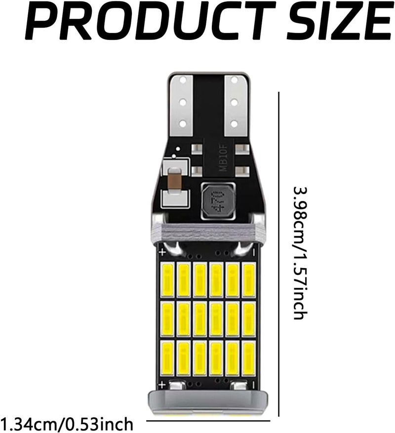 SamWinGear 4PCS 921 LED Reverse Light Bulb T15 T10 912 W16W 4014 45SMD 3rd Brake Light LED Bulb 6000K Error Free 360 Degree Chipsets Bright Backup Daytime Running Lights for Car Truck Cargo (White) - Image 2